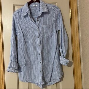 NWOT Sonoma Goods For Life Women’s Blue and White Casual Long Sleeve Shirt XS